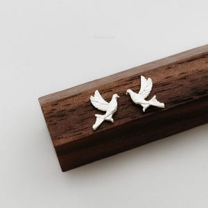 999 Solid Silver Bird Stud Earrings: Nature Inspired,  hypoallergenic