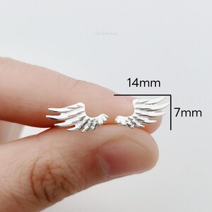 Sterling Silver Angel Wing Stud Earrings: Memorial Jewelry, Guardian Angel image 4