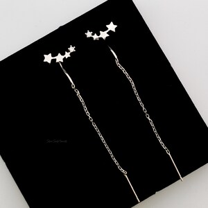 Kolczyki z gwiazdą ze srebra próby 925: łańcuszek z kryształu cyrkonii