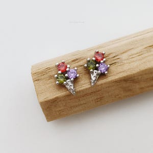 Sterling Silver Ice Cream Stud Earrings: CZ Screw Back Jewelry