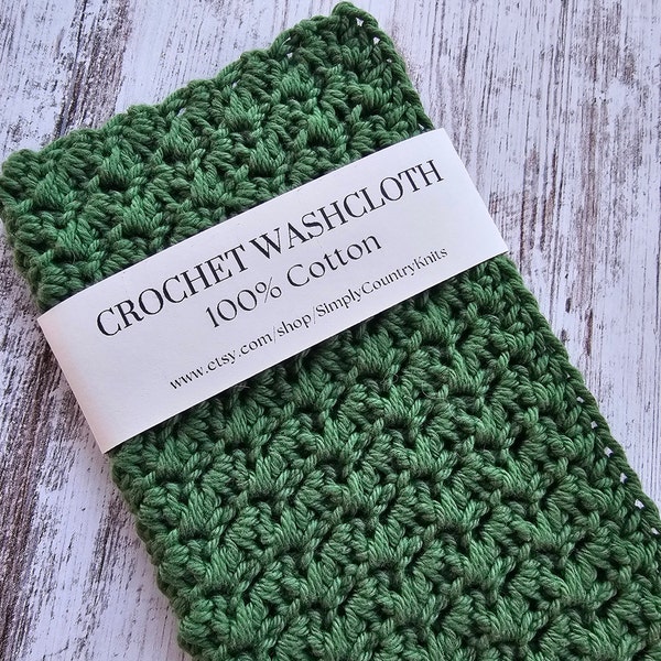 Crochet Wash Cloth, 100% Cotton, Dish Cloth, Wash Rag, Spa, Beauty, Eco Friendly, Crochet Washcloth, Crochet Dishcloth, Green