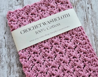 Crochet Wash Cloth, 100% Cotton, Dish Cloth, Wash Rag, Spa, Beauty, Eco Friendly, Crochet Washcloth, Crochet Dishcloth, Pink