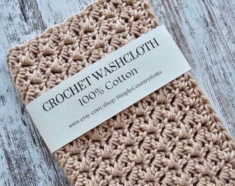 Crochet Wash Cloth, 100% Cotton, Dish Cloth, Wash Rag, Spa, Beauty, Eco Friendly, Crochet Washcloth, Crochet Dishcloth, Beige