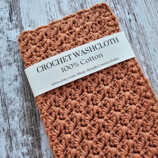 Crochet Wash Cloth, 100% Cotton, Dish Cloth, Wash Rag, Spa, Beauty, Eco Friendly, Crochet Washcloth, Crochet Dishcloth, Light Rust Orange