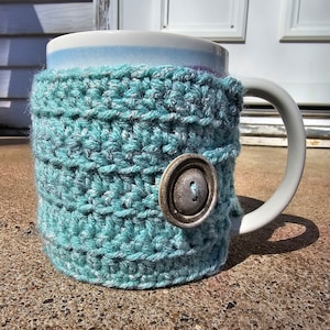 Mint and Gray Coffee Mug Cozy,  Tea Cozy, Coffee Mug Sweater, Tea Mug Sweater, Coffee Cup Cozy, Mint and Gray