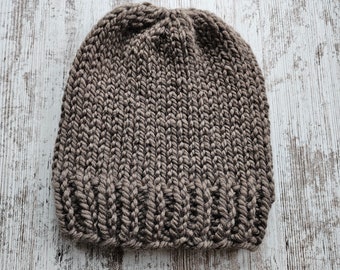 Knit Beanie Hat, Hand Knit Beanie Hat, Gifts for Women, Women's Knit Hat, Women's Winter Hat, Women's Winter Beanie Hat, Brown Beanie Hat
