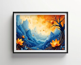 Music Meets Nature | Indigo Bloom Downloadable PRINTABLE Digital | IB233