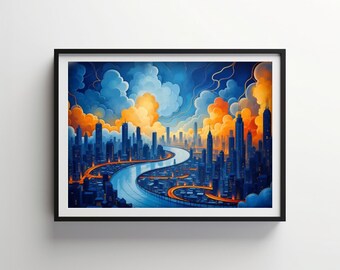 Futuristic City | Indigo Bloom Downloadable PRINTABLE Digital | IB224
