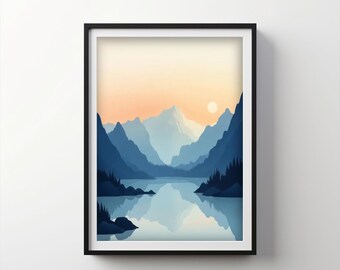Peaceful Mountain Art | Indigo Bloom Downloadable PRINTABLE Digital | IB221