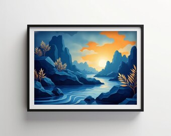 Indigo Landscape Art | Indigo Bloom Downloadable PRINTABLE Digital | IB203
