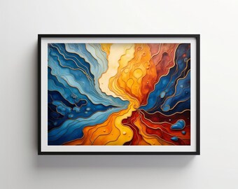 Nature Collides | Indigo Blue & Honey Orange Dekoracja ścienna | IB107