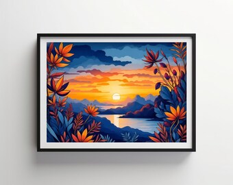 Indigo Geometric Art | Indigo Bloom Downloadable PRINTABLE Digital | IB202