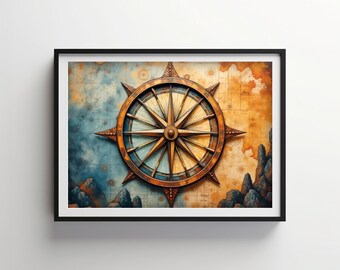 Compass Adventure Art | Indigo Bloom Do pobrania DO DRUKU Cyfrowe | IB129