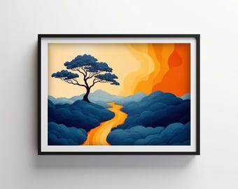 Tranquilidad de la naturaleza / Flor índigo Descargable IMPRIMIBLE Digital / IB139