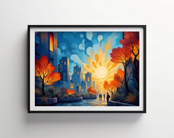 Wizja krajobrazu miejskiego | Indigo Bloom Do pobrania DO DRUKU Cyfrowe | IB109