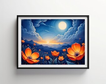 Whimsical Garden Art | Indigo Bloom Downloadable PRINTABLE Digital | IB226