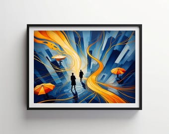 Expresión de flujo urbano / Indigo Bloom Descargable IMPRIMIBLE Digital / IB153