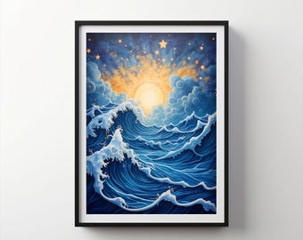 Tranquil Waves | Indigo Bloom Downloadable PRINTABLE Digital | IB235