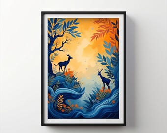 Wydruk sztuki dzikiej przyrody | Indigo Bloom do pobrania DO DRUKU Cyfrowy | IB96