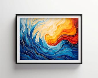 Energetic Abstract Art | Indigo Bloom Downloadable PRINTABLE Digital | IB209