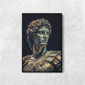 Alexander The Great Bust, Alexander the Great Print, Ancient Greek Wall Art, Roman Statue, Statue Wall Art, Classical History Poster