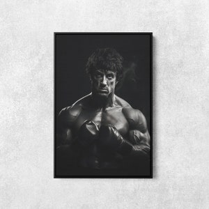 Stampa su tela Rocky Balboa, poster di Sylvester Stallone, poster del film Rocky, decorazione della palestra, poster di boxe, arredamento delle caverne dell'uomo, stampa di un famoso attore