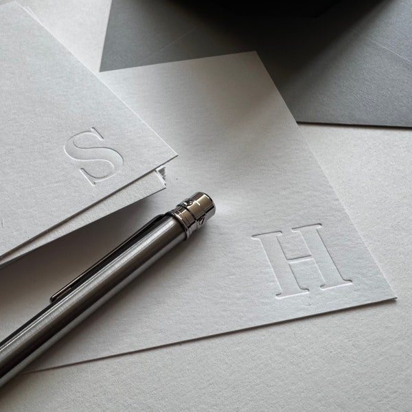 Monogram Letterpress Stationery Set - Personalized Letterpress Notecard - Set of Notecards