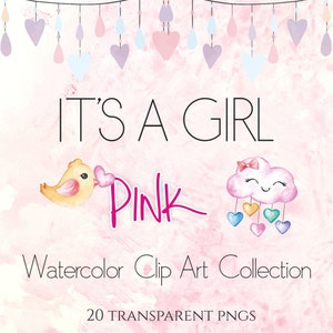 Baby meisje roze clipart, babyshower peuter illustraties, meisje uitnodiging png, babyfeestje clipart bundel, stoffige roze print, pasgeboren png