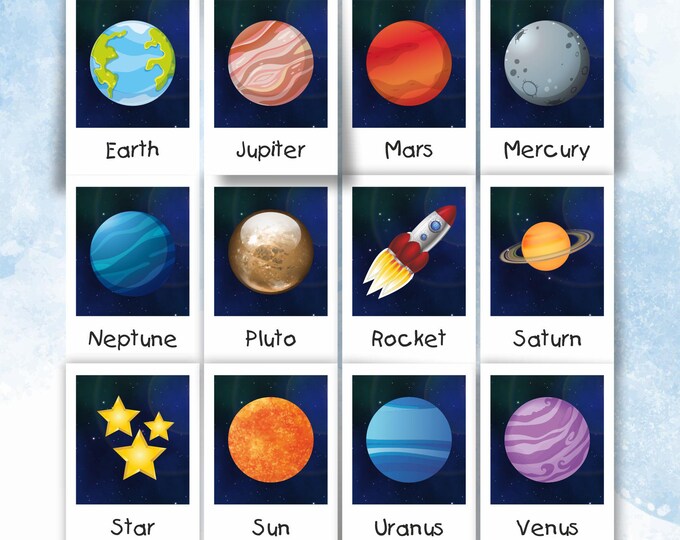 Solar System Flashcards | Montessori Cards | Printable Solar System ...