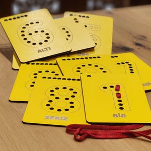 Educational Wooden Numbers, String Pull Montessori Hand Muscle Development Game Design File, Wooden Numbers Hole Punch Digital Download