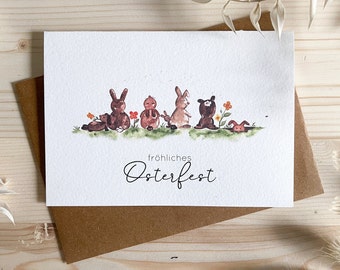Carte de Pâques - carte de vœux avec enveloppe et salutations pour Pâques * Motif lapin de Pâques