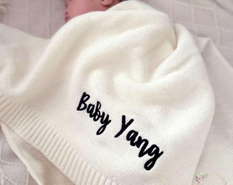 Cobertor de bebê, cobertor com nome bordado, cobertor de hospital, cobertor de bebê personalizado, presente de chá de bebê para ela, cobertor para presente de bebê recém-nascido