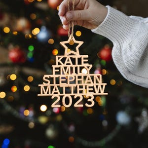 Star Ornament with Names, Custom Names Ornament, Family Name Christmas Ornament, Family Tree Ornament, Christmas Tree Decorations