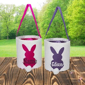 Customized Embroidered Name Easter Basket Personalized Easter Basket Custom Name Easter Bunny Rabbit Basket Stuffers Easter Basket with Name