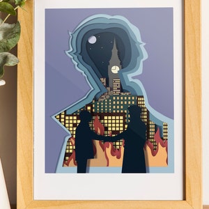 Sherlock & Watson | BBC Sherlock Digital Poster | Sherlock Quotes | TV Show Poster | Papercut | Geometric Desing | Room Decor | Home Decor