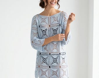Beach cover up pattern for woman Lace dress crochet pattern