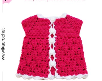 Pink Cardigan Crochet Pattern for baby 0-3 month
