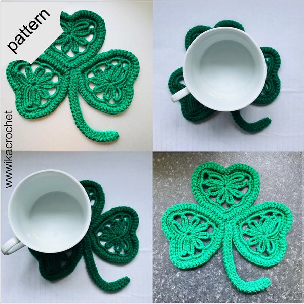 Modèle au crochet pour dessous de verre Shamrock