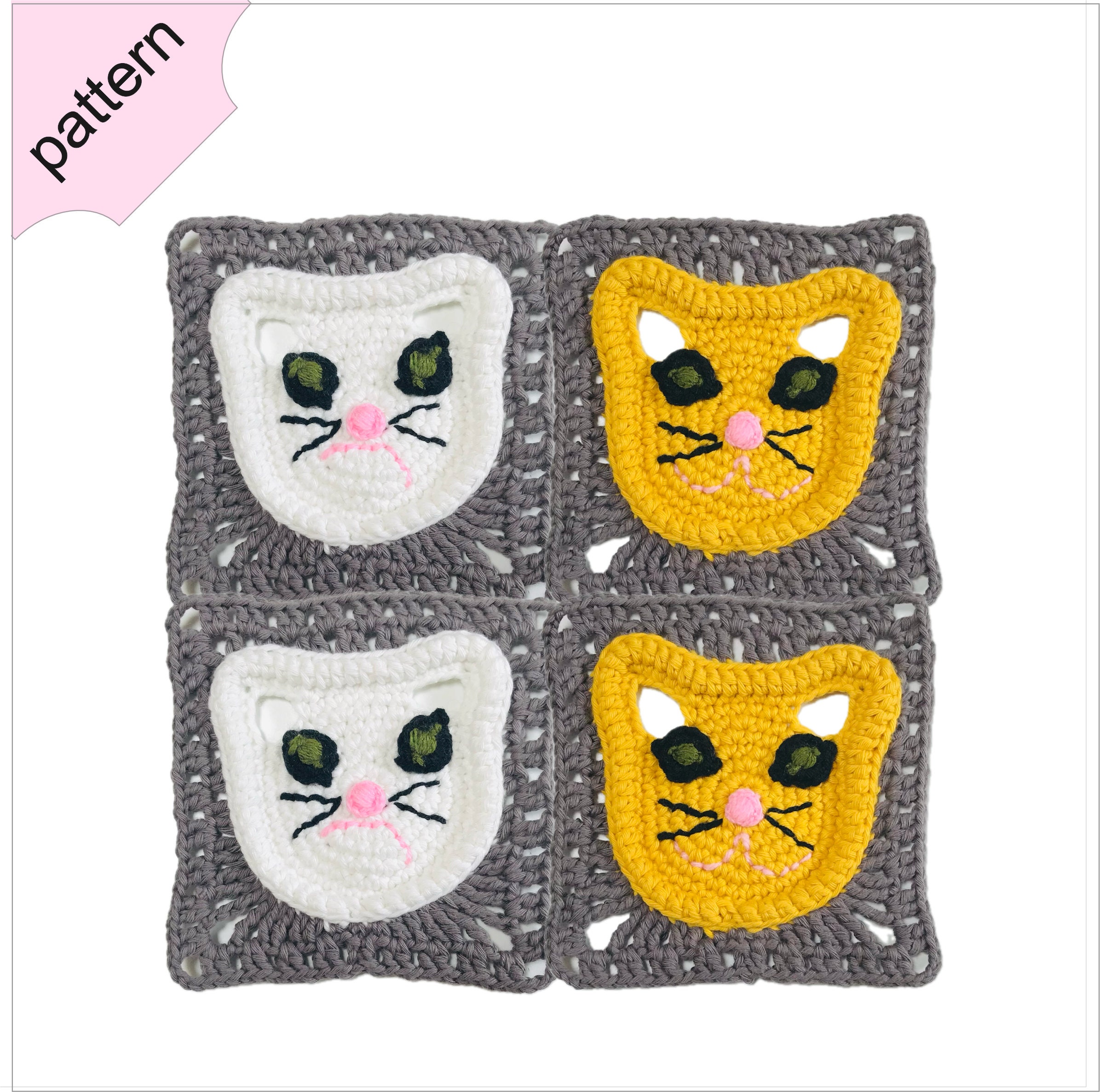 37 Cat Coaster Crochet Patterns for Cat Lovers, Gifts, and Cozy Home Decor 37 Angry Cat Crochet Coaster