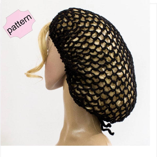 Black crochet hair net for women PATTERN 1940s style snood