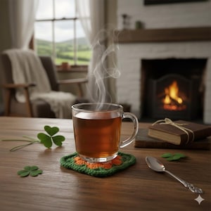 Granny square crochet coaster pattern Granny's Irish Charm