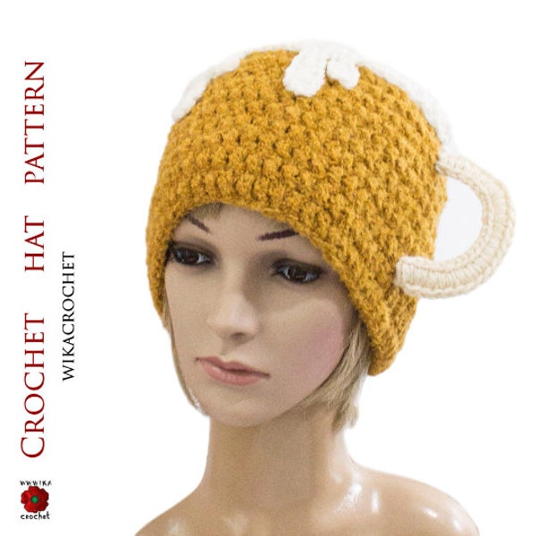 Beer crochet hat PATTERN man Unisex beer hat