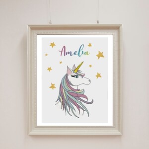 Unicorn Wall Art Print - Digital File - Personalized - Nursery Kids Room Decor - Rainbow Unicorn - You Are Magical Fine Art Print - Fantasy