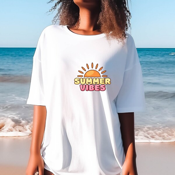 Summer Vibe T-shirt, Summer Vibes T-Shirt  Beach Vacation Tee for Women, Vacation T-shirt, Gift for her, Retro T-shirt, Beach T-shirt