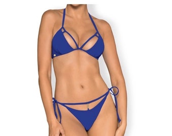 Costa Rica obsessive bikini, swimsuit, blue swimwear, women's beach clothing, sexy bikini, unique lingerie pieces
