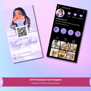 Canva Instagram Business Card Template| IG Influencer Business Card| Instagram Business Card Template| Boutique, Salon, Lash Business Card