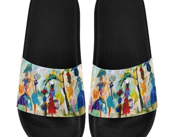 Sandals Artistic Unique Print Gift for HerWomen's Slide Sandals - Flip Flop Unique Artistic Design - Comfy Sandals -Women's Slide Sandals