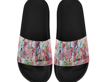 Sandalias Artísticas Regalo de impresión única para sus sandalias de diapositivas de mujer - Flip Flop Diseño artístico único - Sandalias cómodas -Sandalias de diapositivas de mujer