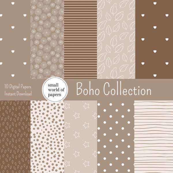 10 Boho Seamless Digital Papers, Boho Scrapbook Paper, Boho Backgrounds, Commercial Use Digital Paper, Boho Patterns, 126