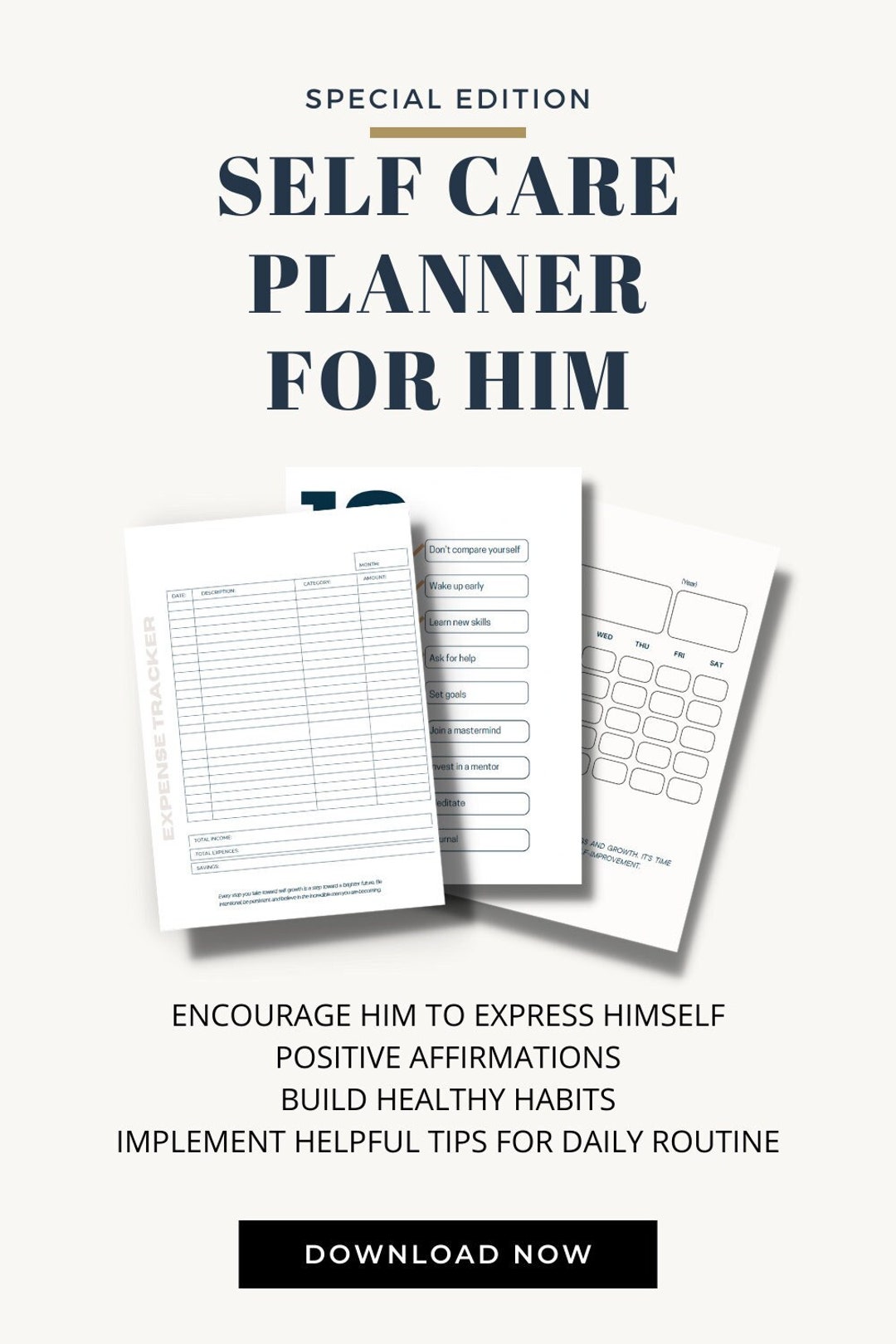 Self-care Planner for Men | Wellness Journal | Fitness, Meal, and Mental Health Tracker ...
